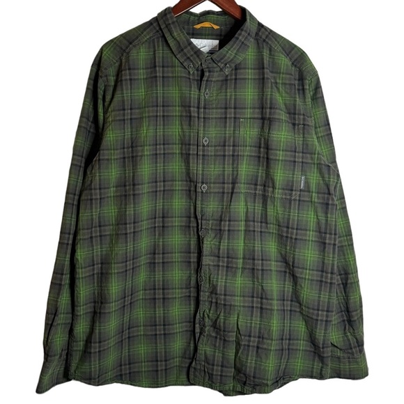Columbia Out and Back Long Sleeve Plaid Button Down Twill Shirt Brown Green XL - Picture 1 of 16